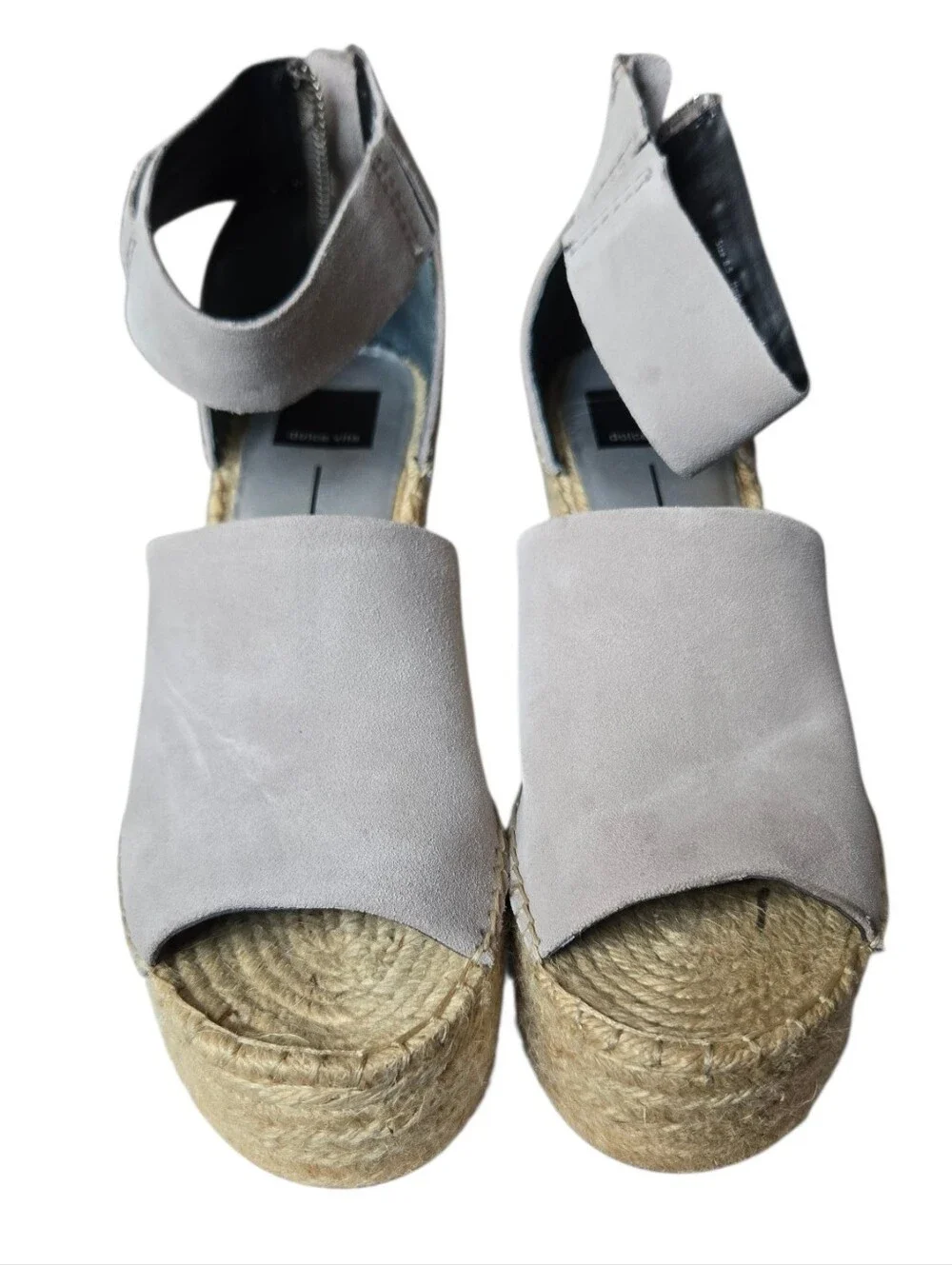 🤍 NIB Dolce Vita Smoke Suede Espadrille Platform Wedge Sandals Size 8.5